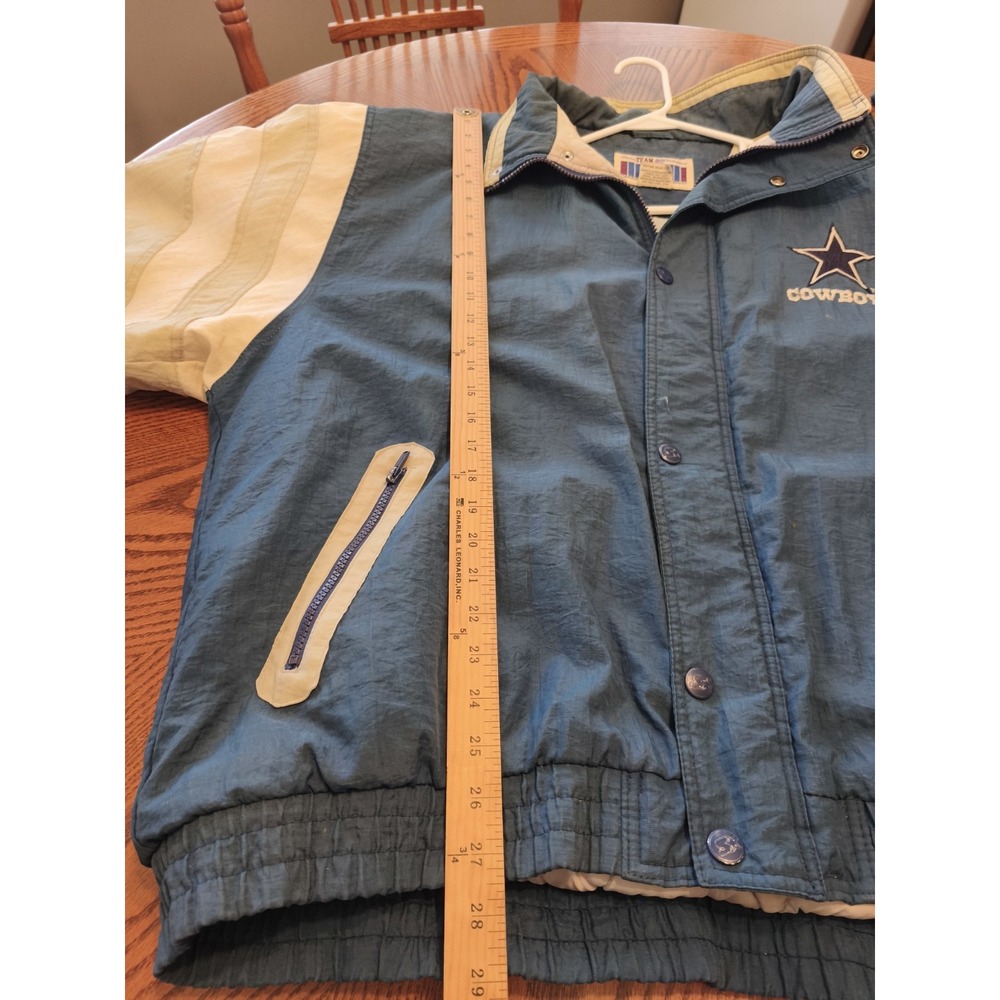 Vintage Starter Dallas Cowboys NFL Jacket Blue Cream Quilted XL 90s Sideline - Picture 7 of 16